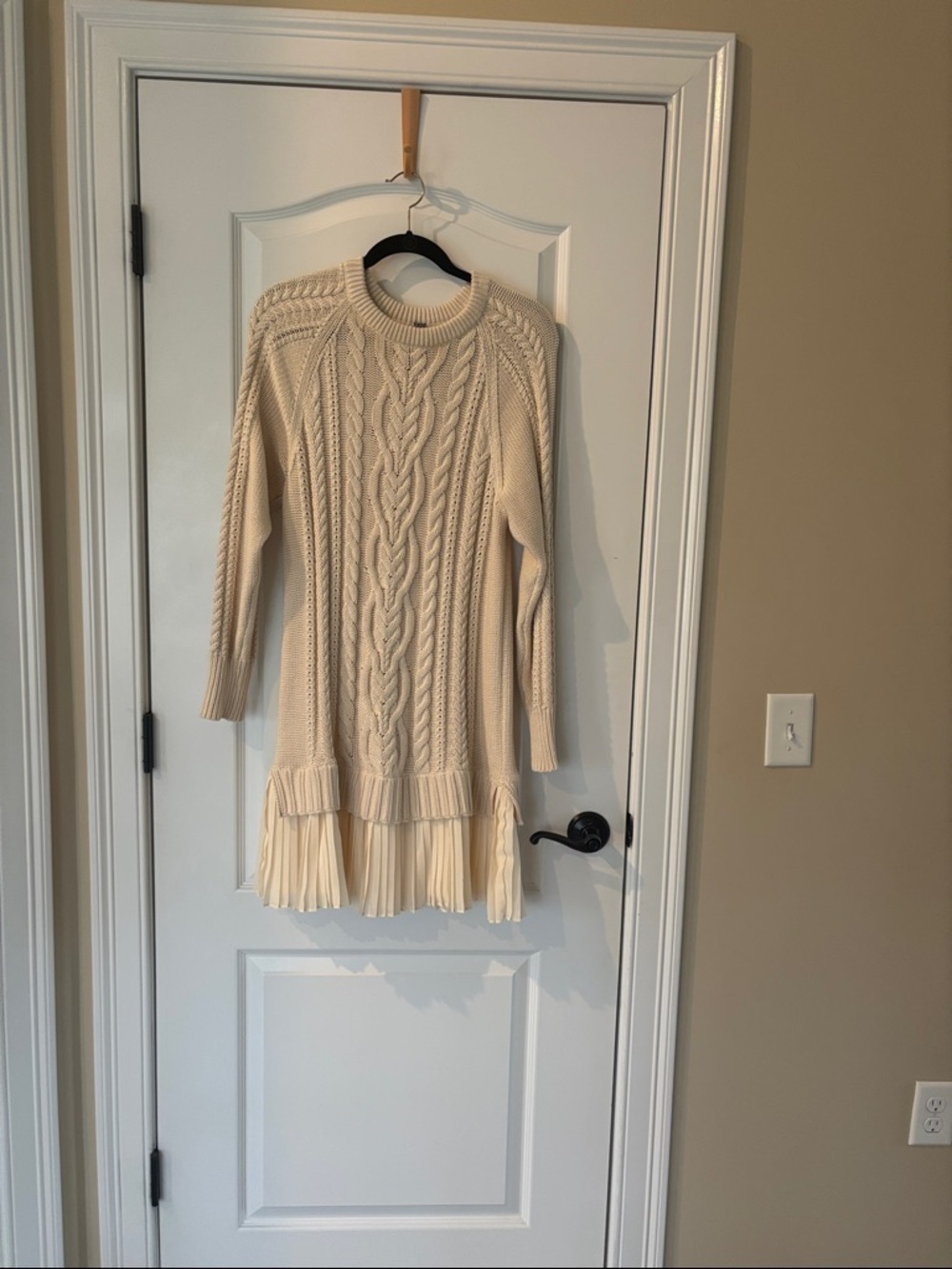 Anthropologie Cream Cable-Knit Sweater Dress